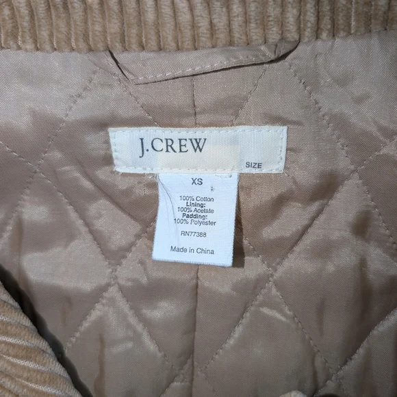 J. Crew Womens XS Corduroy Pea Coat 100% Cotton Tan Classic Preppy Cabin - Picture 7 of 7